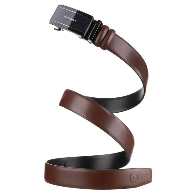 Vyriškas rudas odinis diržas su automatine sagtimi Peterson 2