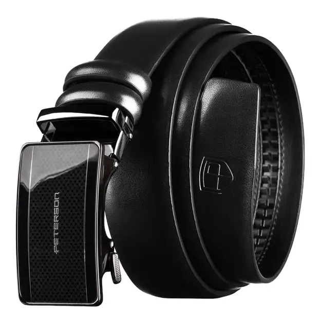 Vyriškas juodas odinis diržas su automatine sagtimi Peterson