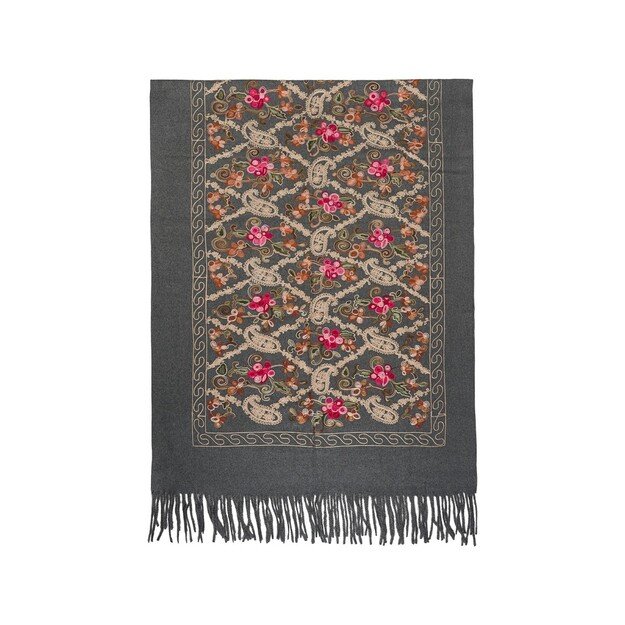  Pilkas siuvinėtas šalikas 2