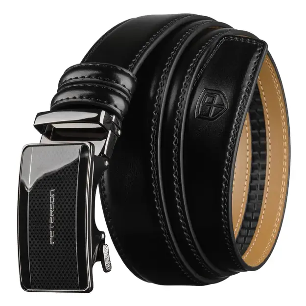 Vyriškas juodas odinis diržas su automatine sagtimi Peterson