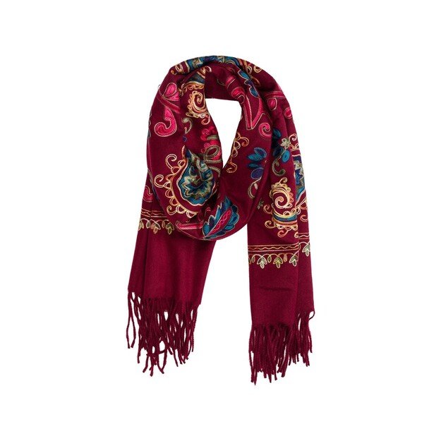  Bordo spalvos siuvinėtas šalikas 1