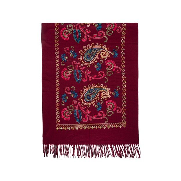  Bordo spalvos siuvinėtas šalikas 2