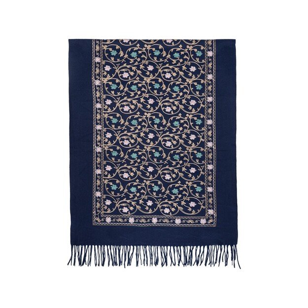 Mėlynas siuvinėtas šalikas  2