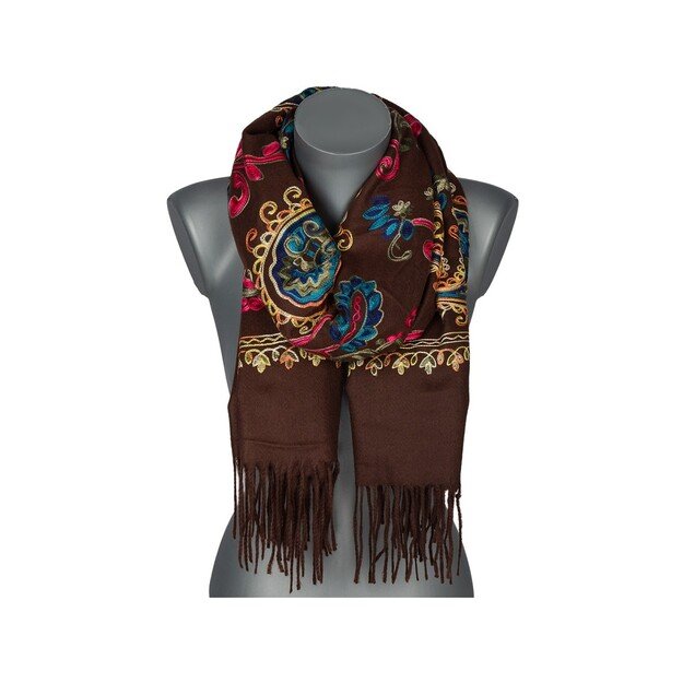  Rudas siuvinėtas šalikas