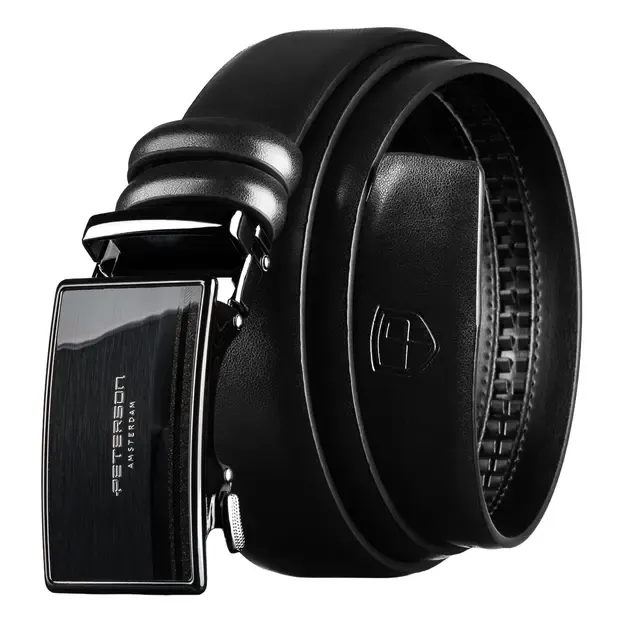 Vyriškas juodas odinis diržas su automatine sagtimi Peterson
