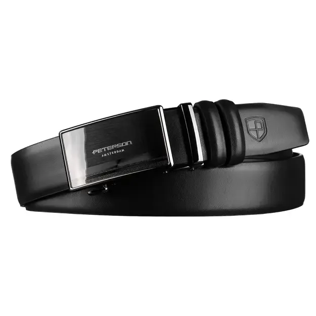 Vyriškas juodas odinis diržas su automatine sagtimi Peterson 1