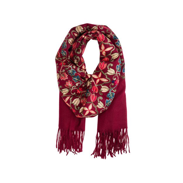  Bordo spalvos siuvinėtas šalikas 1