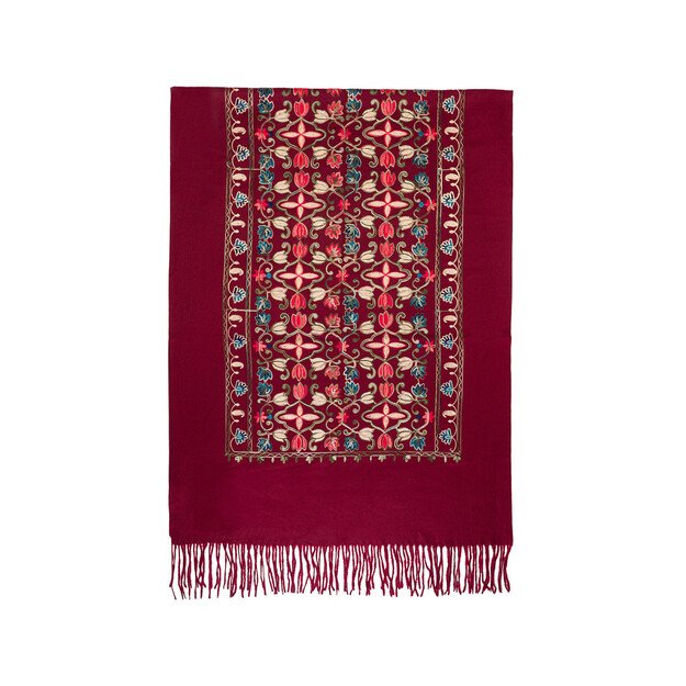  Bordo spalvos siuvinėtas šalikas 2