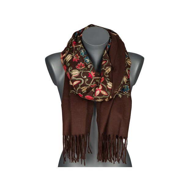  Rudas siuvinėtas šalikas