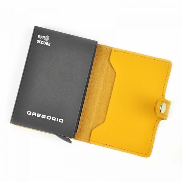 Odinis kortelių dėklas Gregorio geltonos spalvos su RFID secure 3