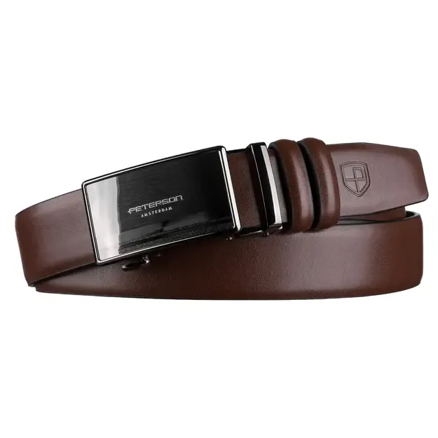 Vyriškas rudas odinis diržas su automatine sagtimi Peterson 1