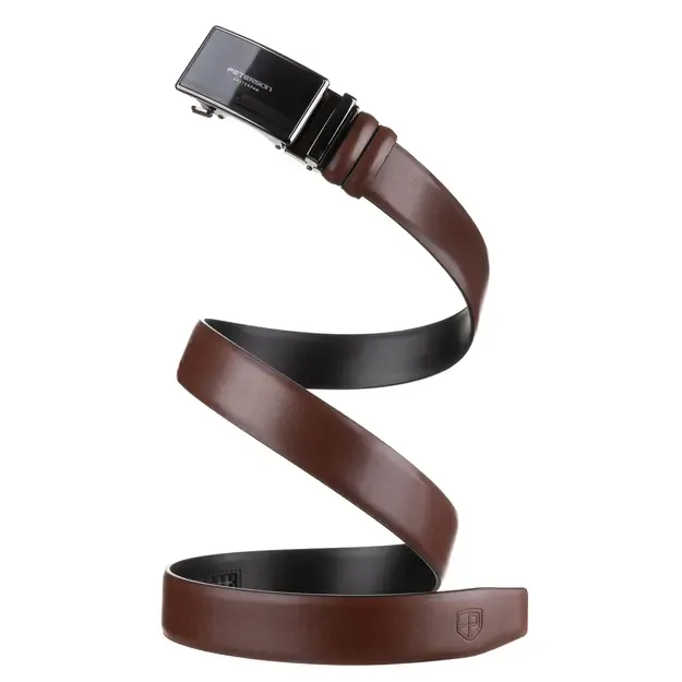 Vyriškas rudas odinis diržas su automatine sagtimi Peterson 2