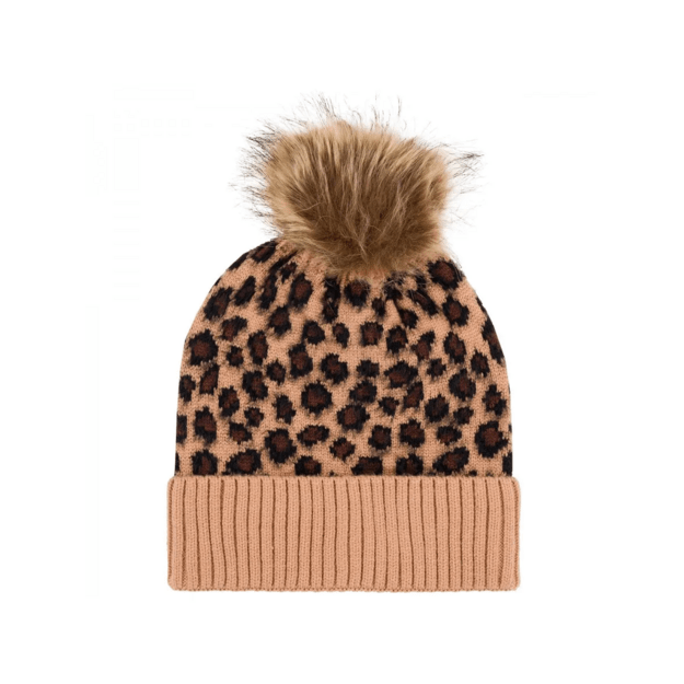 Ruda moteriška kepurė su bumbulu žiemai