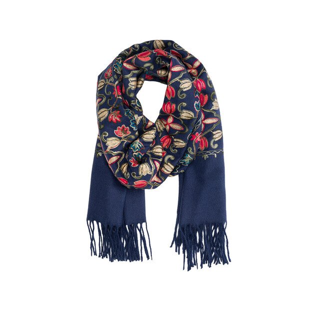 Mėlynas siuvinėtas šalikas  1