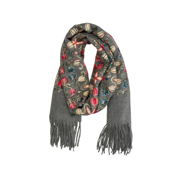  Pilkas siuvinėtas šalikas 1