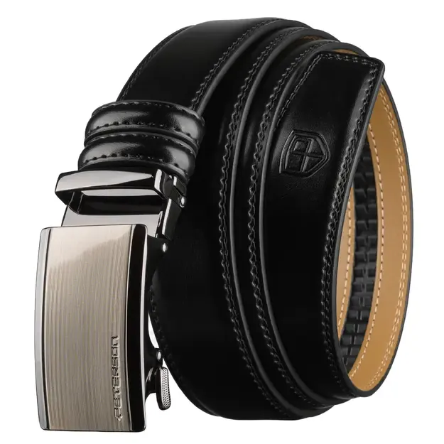Vyriškas juodas odinis diržas su automatine sagtimi Peterson