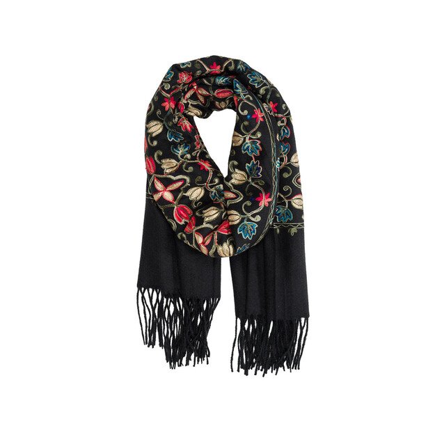 Juodas siuvinėtas šalikas 1