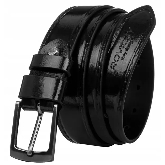 Vyriškas juodas odinis diržas Rovicky